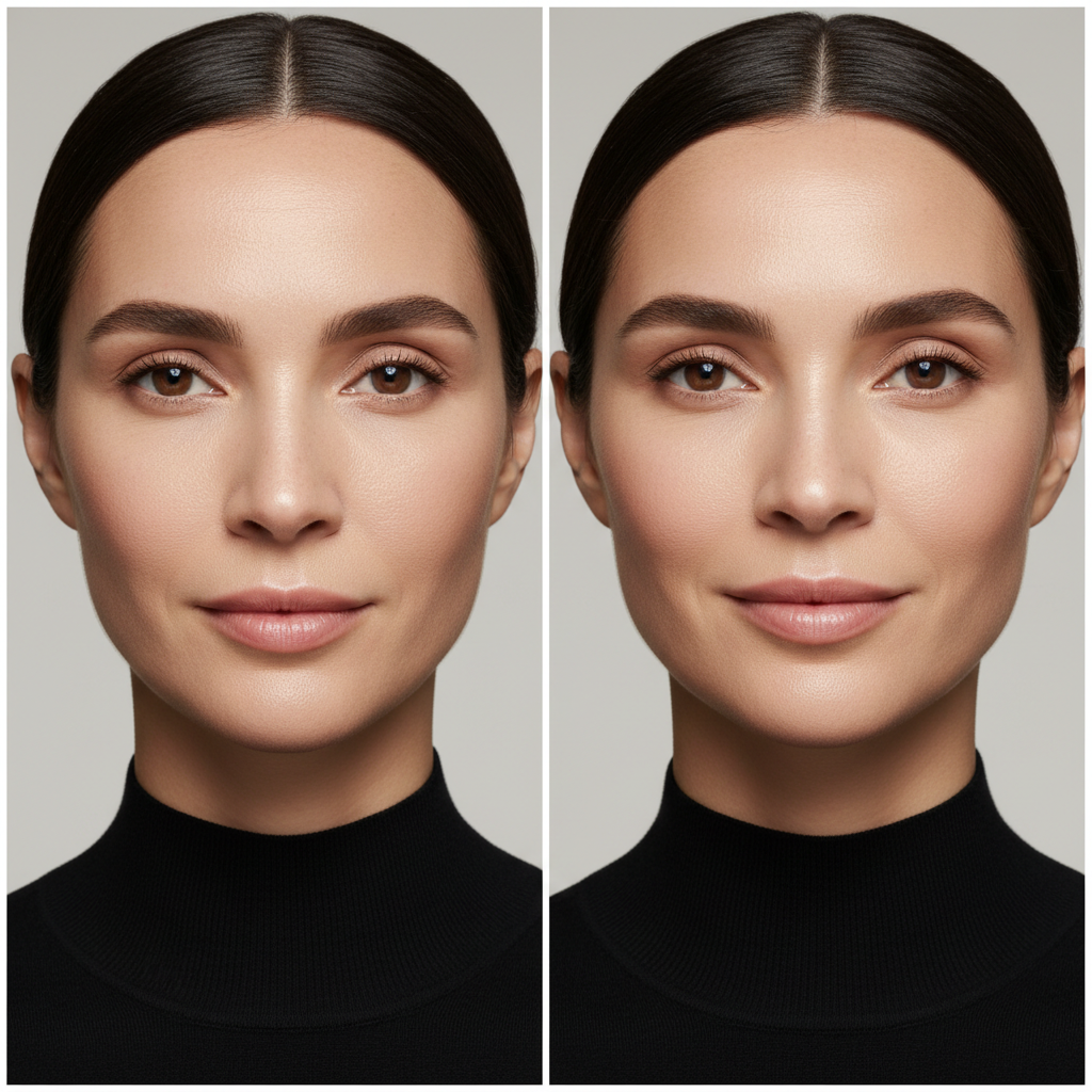 Before and after style portrait showing a natural-looking aesthetic enhancement